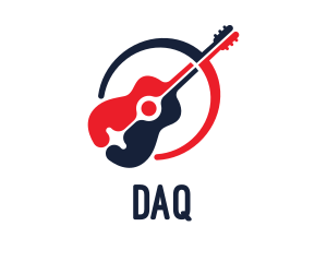 Music School - Red Blue Guitar logo design