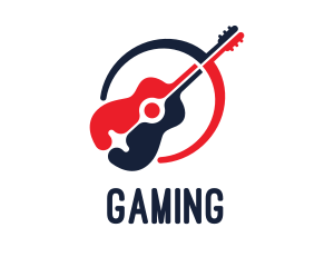 Acoustic Sounds - Red Blue Guitar logo design
