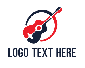 Band - Red Blue Guitar logo design