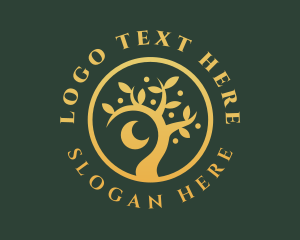 Fortune Teller - Gold Moon Tree logo design