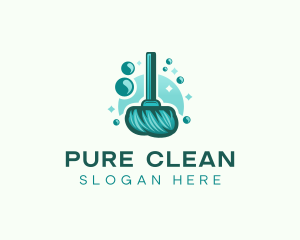 Mop Cleaning Shiny  logo design