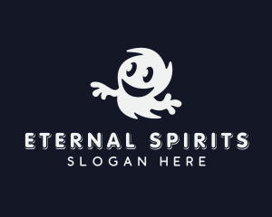 Smiling Spooky Ghost logo design