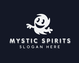 Paranormal - Smiling Spooky Ghost logo design