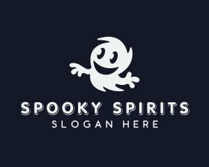 Smiling Spooky Ghost logo design