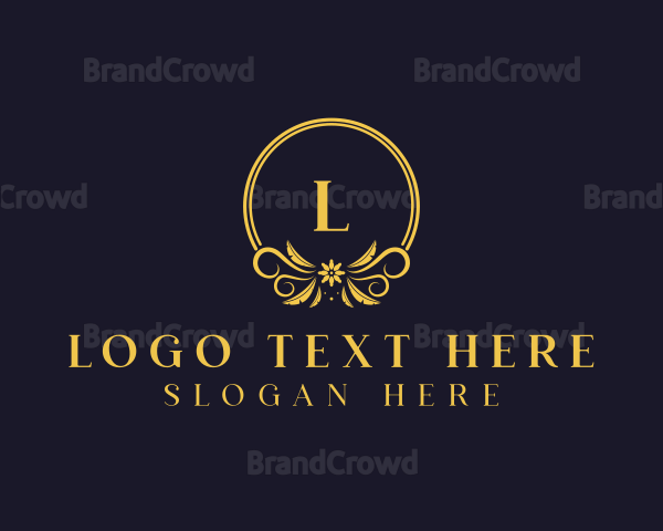 Gold Floral Wreath Logo