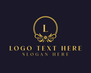 Boutique - Gold Floral Wreath logo design