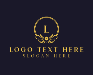 Wreath - Gold Floral Wreath logo design