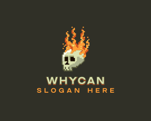 Pixel Flaming Skull Logo