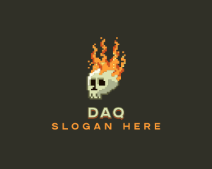 Arcade - Pixel Flaming Skull logo design
