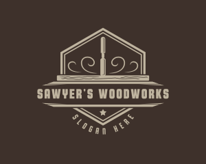 Carpenter Woodworking Chisel logo design