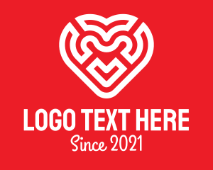 Relationship - Red Heart Maze logo design