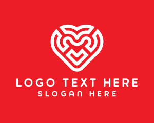 Line Art - Red Heart Maze logo design