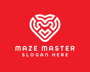 Red Heart Maze logo design