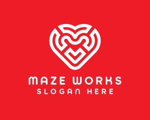 Red Heart Maze logo design