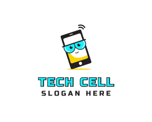 Cellular - Nerd Mobile Phone logo design