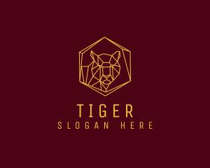 Hexagon Tiger Animal logo design