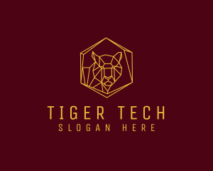 Hexagon Tiger Animal logo design