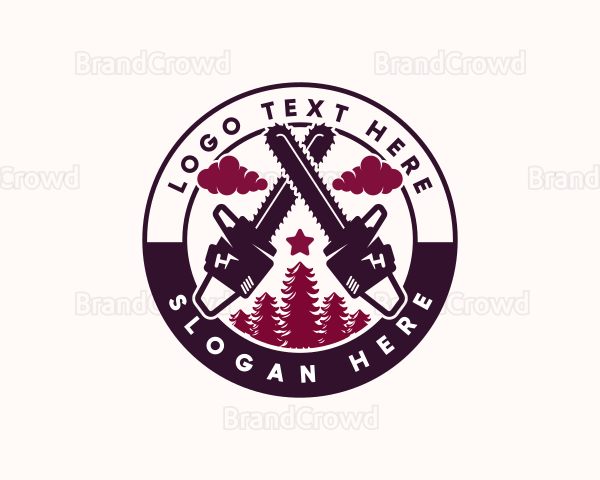 Chainsaw Wood Logging Logo