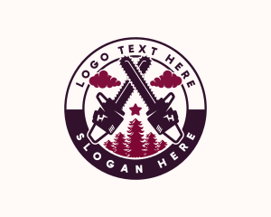 Badge - Chainsaw Wood Logging logo design