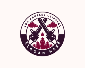 Chainsaw Wood Logging Logo