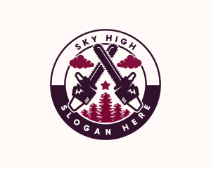 Chainsaw Wood Logging Logo