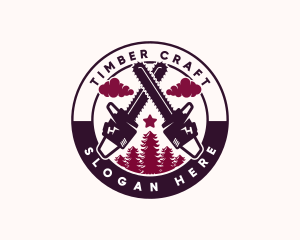 Chainsaw Wood Logging logo design