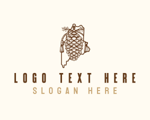 State Outline - Pine Cone Maine Tassel logo design