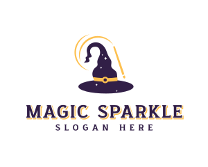 Magic Wand Wizard Hat logo design