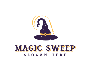 Magic Wand Wizard Hat logo design