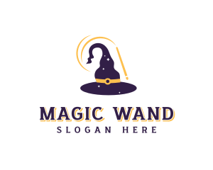 Magic Wand Wizard Hat logo design