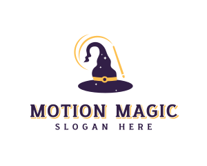 Magic Wand Wizard Hat logo design