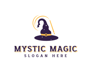 Sorcerer - Magic Wand Wizard Hat logo design