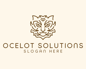 Ocelot - Wild Bobcat Head logo design