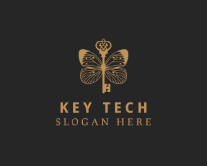 Gold Butterfly Key logo design