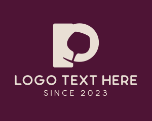 Wine Bar - P Wine Glass logo design