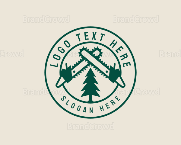 Chainsaw Tree Logging Logo