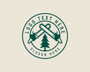 Wood - Chainsaw Tree Logging logo design