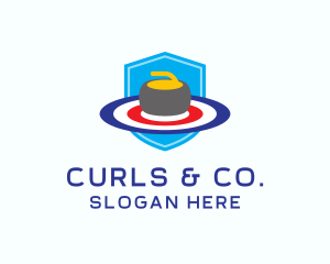 Ice Curling Shield logo design