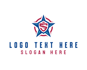 American Patriotic Star Letter S logo design