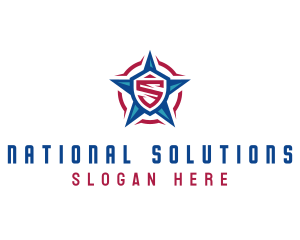 National - American Patriotic Star Letter S logo design