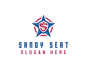 American Patriotic Star Letter S logo design