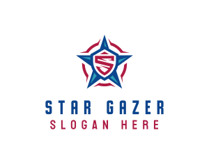 American Patriotic Star Letter S logo design