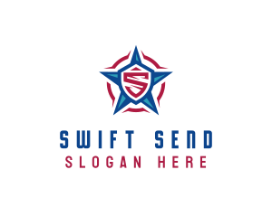 American Patriotic Star Letter S logo design