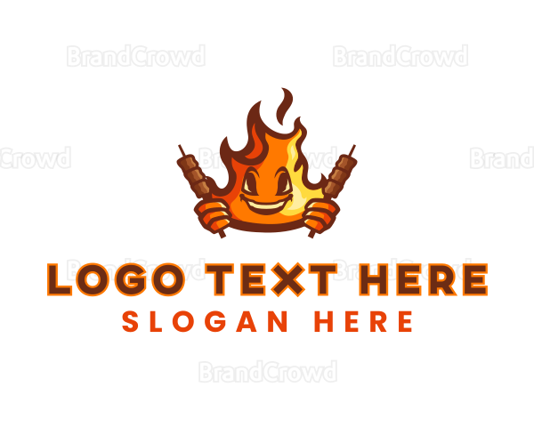 Smoked Flaming Bbq Grill Logo