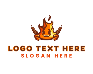 Character - Flaming Bbq Grill logo design