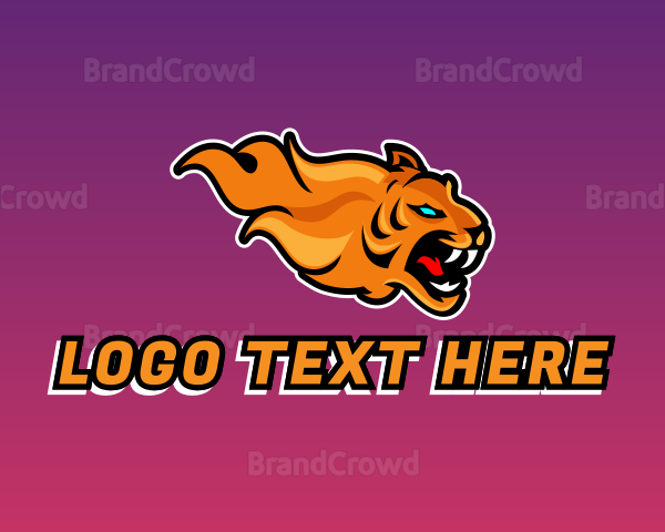 Orange Tiger Flame Esports Gaming Logo