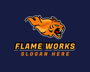 Flame - Gamer Flaming Tiger logo design