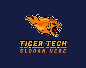 Gamer Flaming Tiger logo design