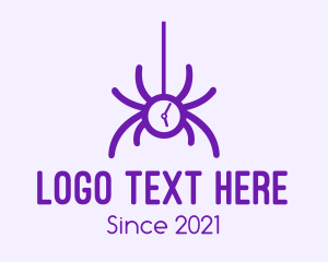 Timer - Violet Spider Clock logo design