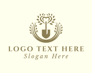 Leaf - Shovel Heart Plant logo design